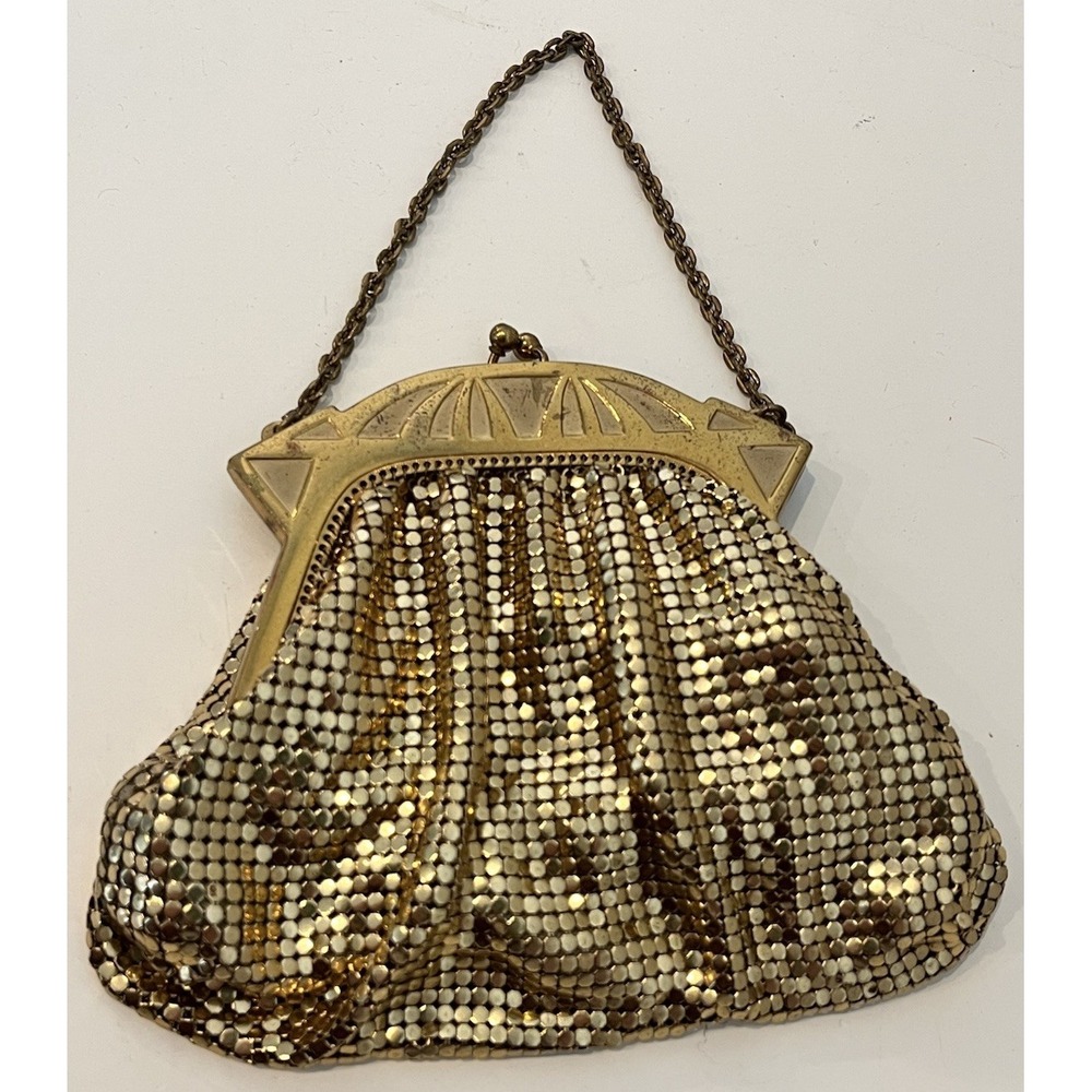 Whiting & Davis Vintage Mesh Sequin Purse  - Classy Gold Clutch Bag Formal
